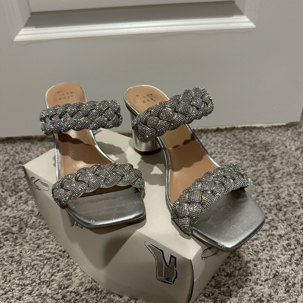 a new day Silver Braided Heels